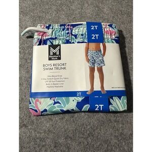 Boys Resort Swim Trunks With‎ Built-In Liner By Member's Mark 2T Light Blue